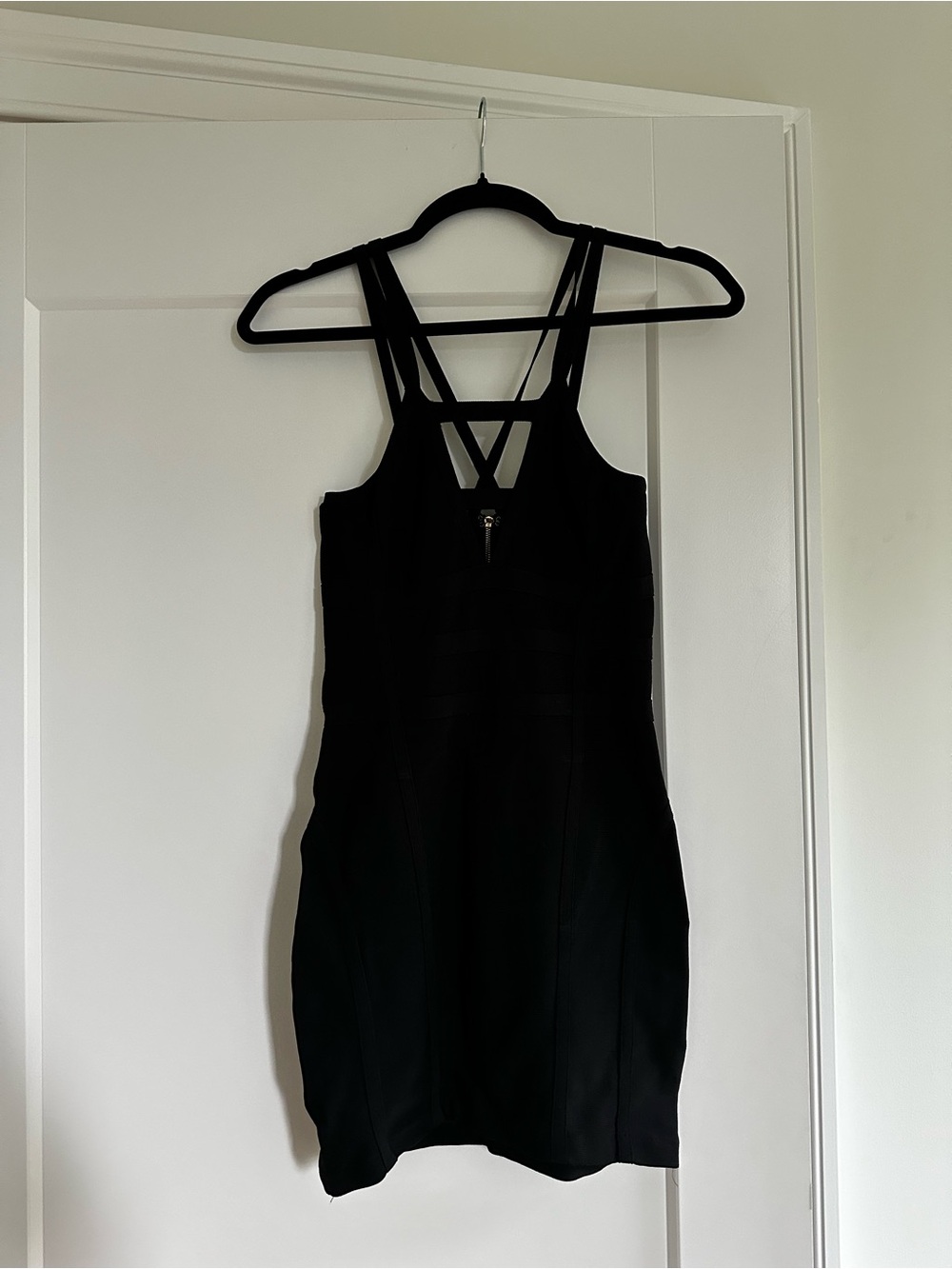 bebe Black Strappy V-Neck Mini Dress